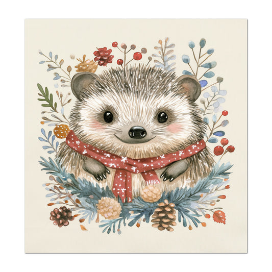 Hedgehog - Christmas Fabric Panel, Cotton, Baby Fabric Panel, Animal, Decor, Wall Art, Large Print, Block Print, Cotton, Quilting, Quilt, Sewing
