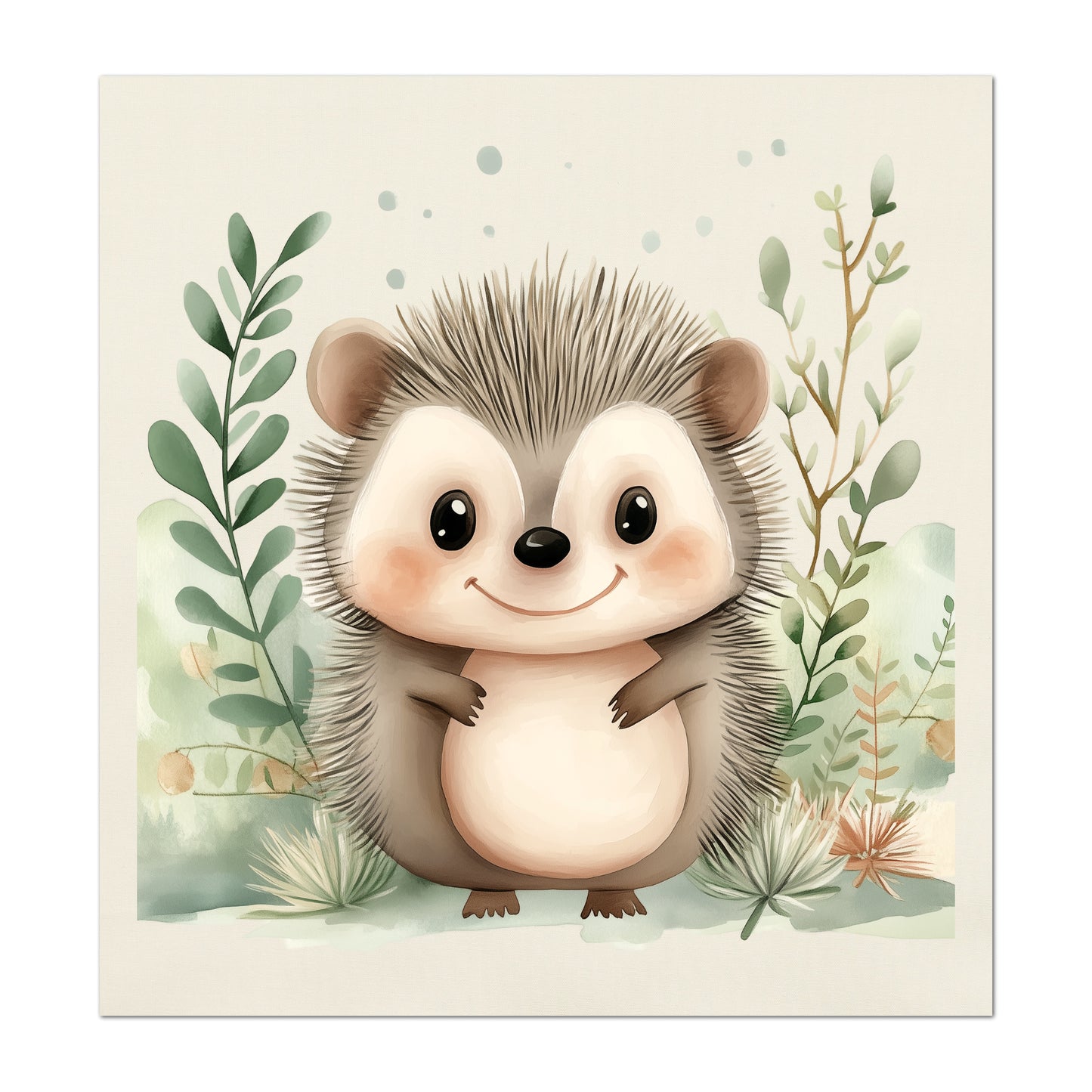 Woodland Animal Fabric - Hedgehog, Baby Fabric Panels, Forest, Nursery Décor, Quilt Block, Wall Art, Cotton, Quilting