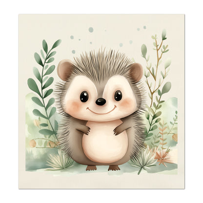 Woodland Animal Fabric - Hedgehog, Baby Fabric Panels, Forest, Nursery Décor, Quilt Block, Wall Art, Cotton, Quilting
