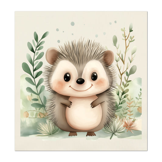 Woodland Animal Fabric - Hedgehog, Baby Fabric Panels, Forest, Nursery Décor, Quilt Block, Wall Art, Cotton, Quilting