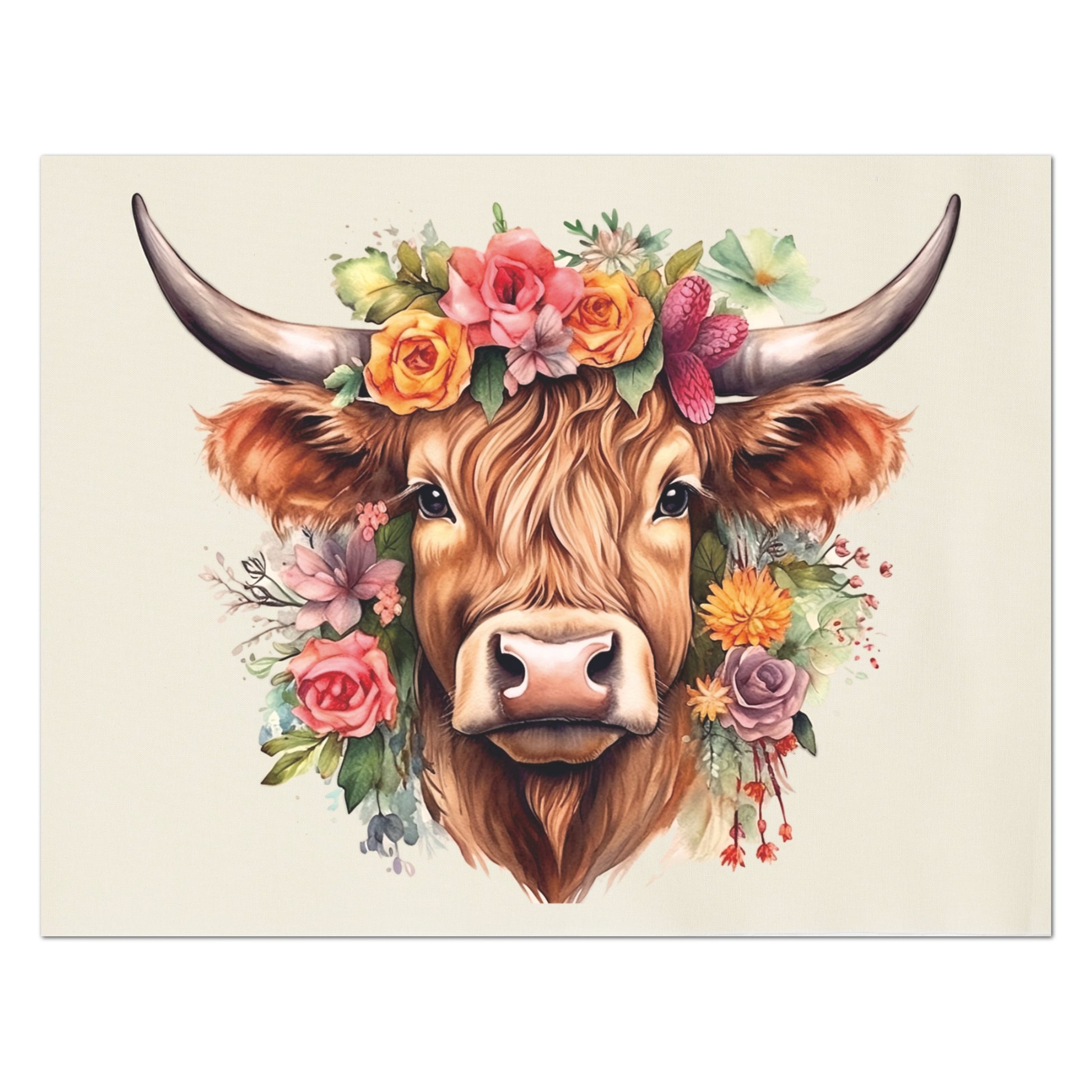 Highland Cow Print, Floral, Flower, Quilt, Quilting, Sewing, Crafts, Home Decor, Wall Art