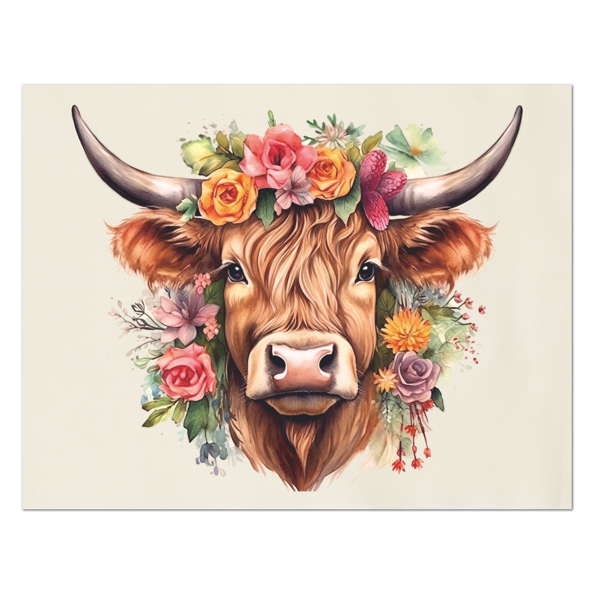 Highland Cow - Fabric Panel, Print, Floral, Farm, Nursery Décor, Quilt  Block, Wall Art