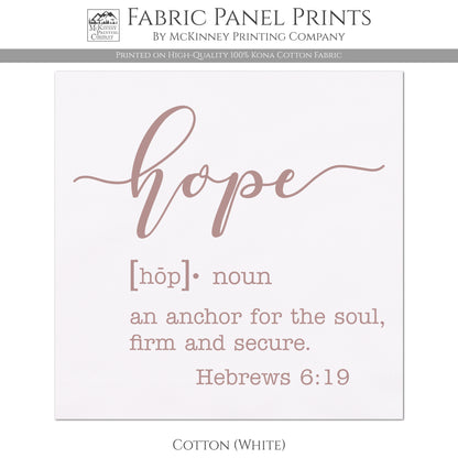 Hope Fabric - An Anchor for the soul, firm and secure - Hebrews 6:19 - Cotton, White