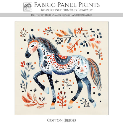 Horse Quilt - Pony, Cowgirl, Baby Fabric Panels, Canvas, Shower, Nursery Décor, Quilt Block, Wall Art, Cotton, Quilting