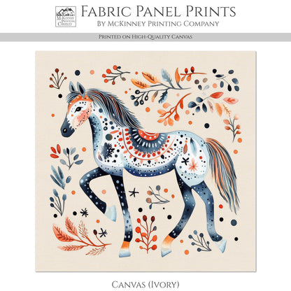 Horse Quilt - Pony, Cowgirl, Baby Fabric Panels, Canvas, Shower, Nursery Décor, Quilt Block, Wall Art, Cotton, Quilting