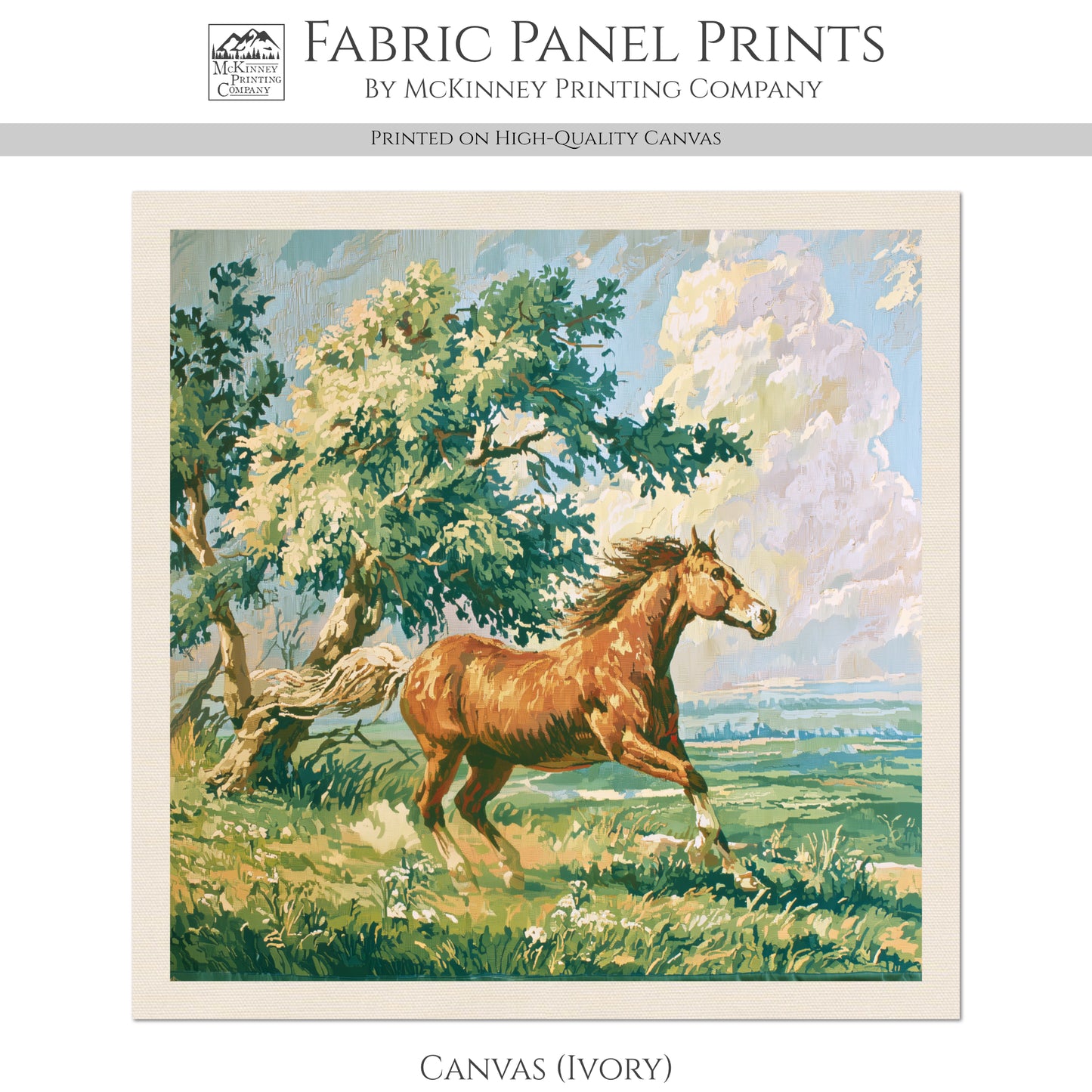 Horse Fabric - Western Fabric, Floral, Farm, Texas, Rodeo, Ranch, Wall Art, Large Print, Crafts, Quilt, Block, Quilting, Sewing