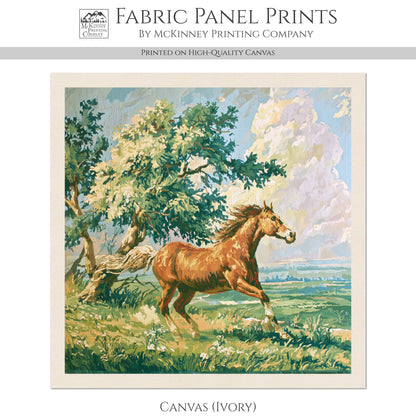 Horse Fabric - Western Fabric, Floral, Farm, Texas, Rodeo, Ranch, Wall Art, Large Print, Crafts, Quilt, Block, Quilting, Sewing