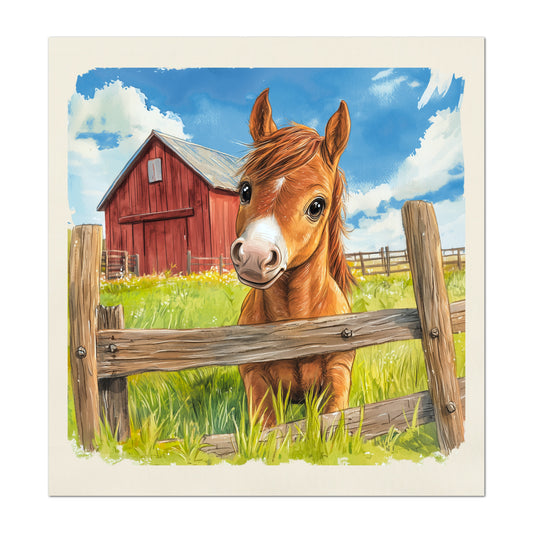 Farm Animal Fabric - Horse Fabric, Baby Fabric Panels, Cotton, Nursery Décor, Infant, Quilt Block, Wall Art, Quilting, Sewing