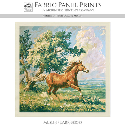 Horse Fabric - Western Fabric, Floral, Farm, Texas, Rodeo, Ranch, Wall Art, Large Print, Crafts, Quilt, Block, Quilting, Sewing