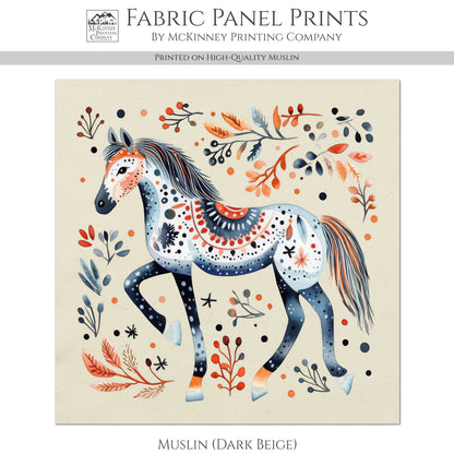 Horse Quilt - Pony, Cowgirl, Baby Fabric Panels, Canvas, Shower, Nursery Décor, Quilt Block, Wall Art, Cotton, Quilting