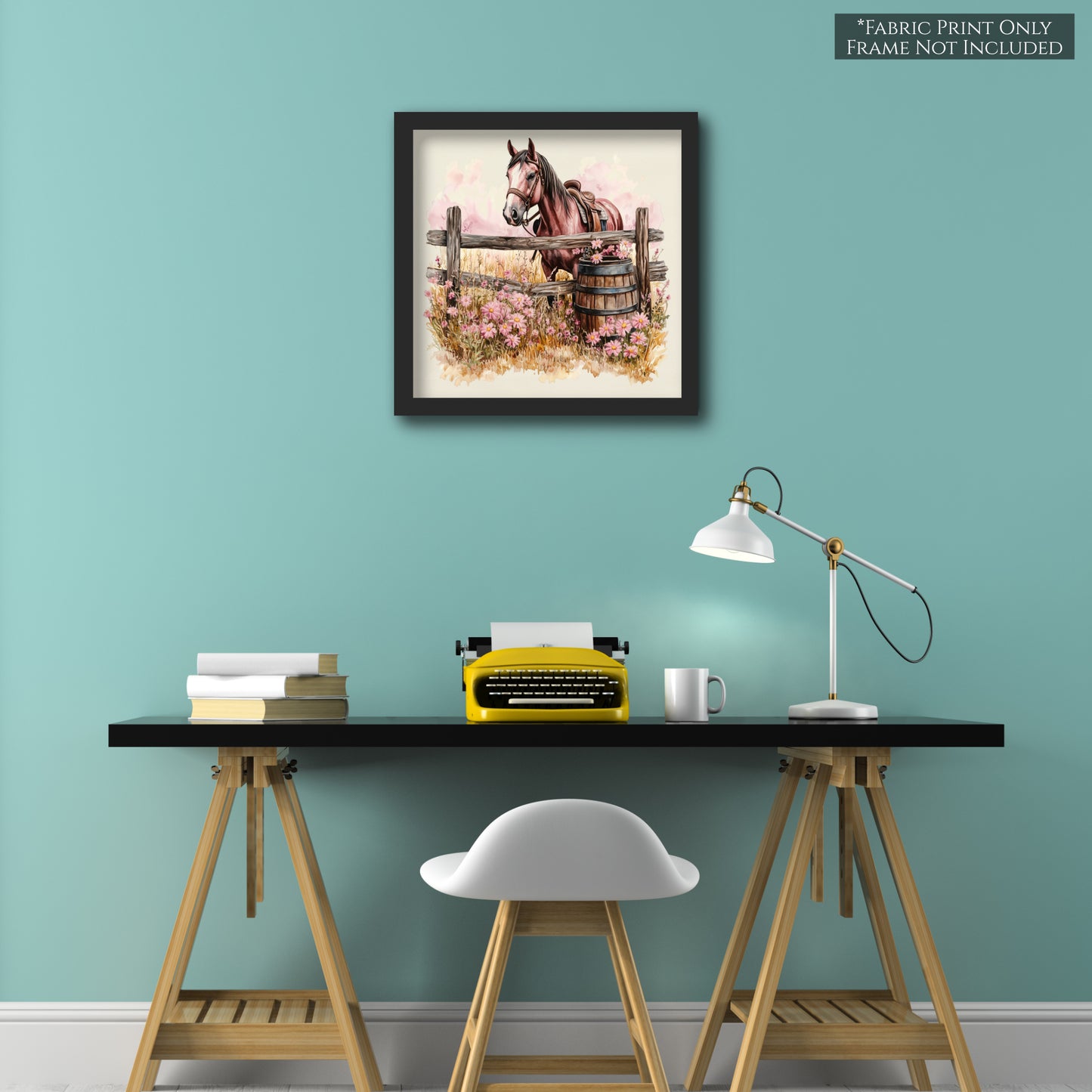 Horse Fabric - Western Fabric, Cowgirl, Floral, Farm, Pink, Rodeo, Ranch, Wall Art, Large Print, Crafts, Quilt, Block Print Fabric, Quilting, Sewing