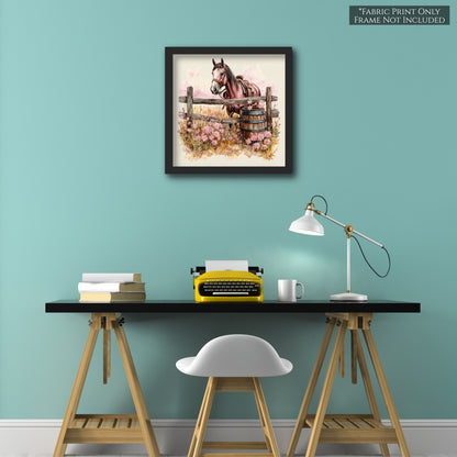 Horse Fabric - Western Fabric, Cowgirl, Floral, Farm, Pink, Rodeo, Ranch, Wall Art, Large Print, Crafts, Quilt, Block Print Fabric, Quilting, Sewing