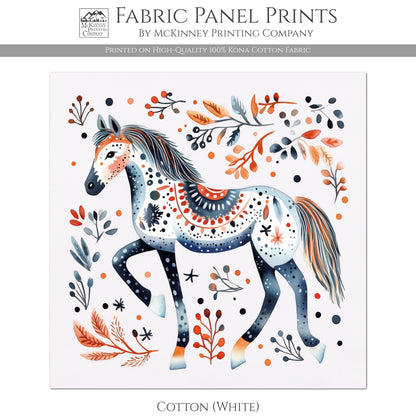 Horse Quilt - Pony, Cowgirl, Baby Fabric Panels, Canvas, Shower, Nursery Décor, Quilt Block, Wall Art, Cotton, Quilting