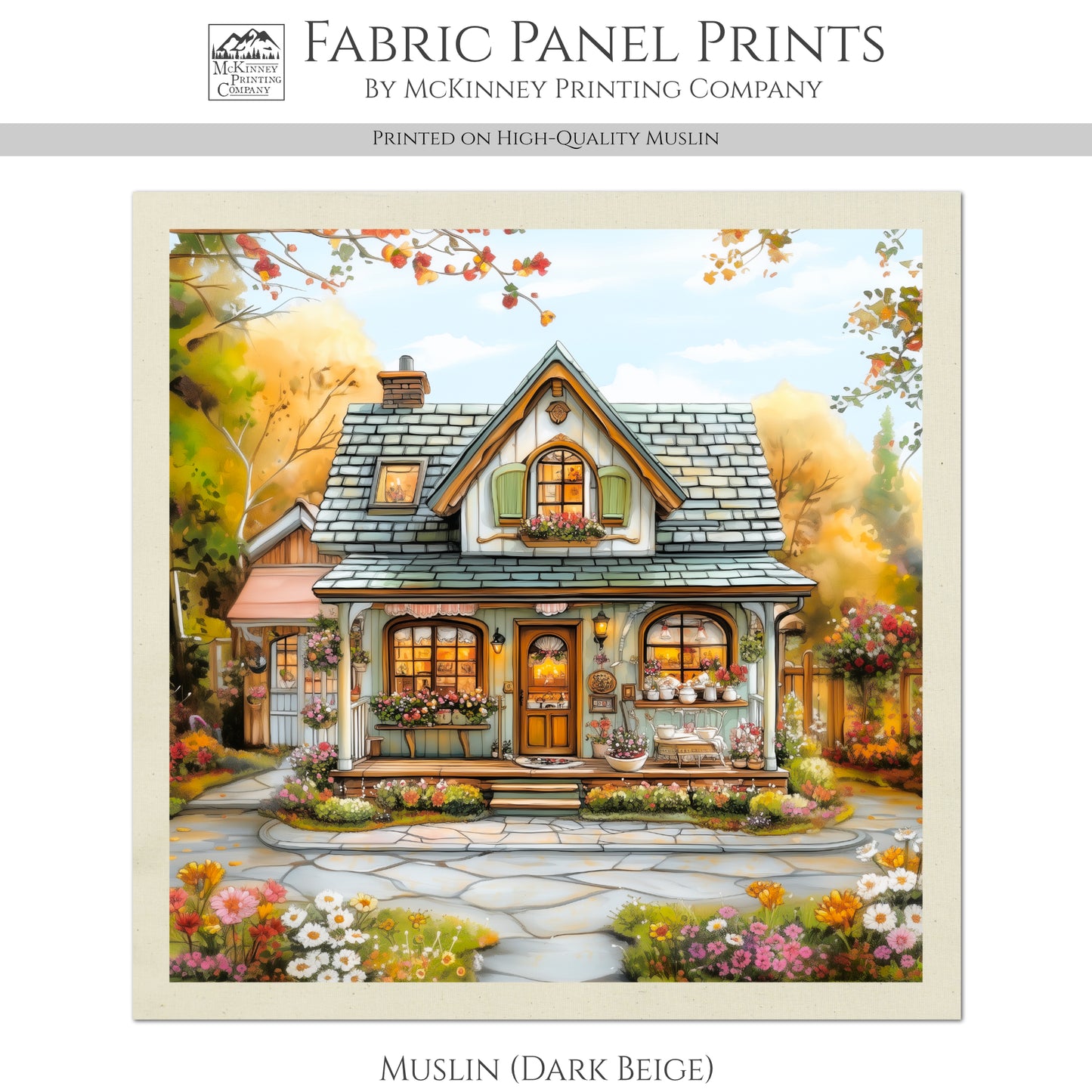 Baby Fabric Panels - Beatrix Potter, Watercolor, Fabric Panel, Cottage, English Village, Block Print, Cotton, Quilt, Wall Art, Nursery, Quilting
