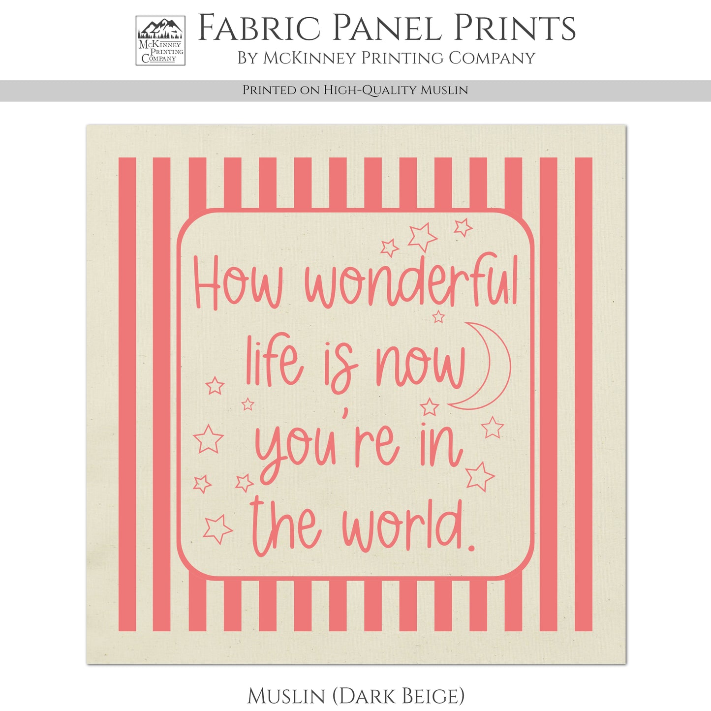 How Wonderful Life Is - Baby Fabric Panels, Wall Art, Decor, Cotton, Quilt Block, Baby Blanket, Infant, Sewing, Quilting