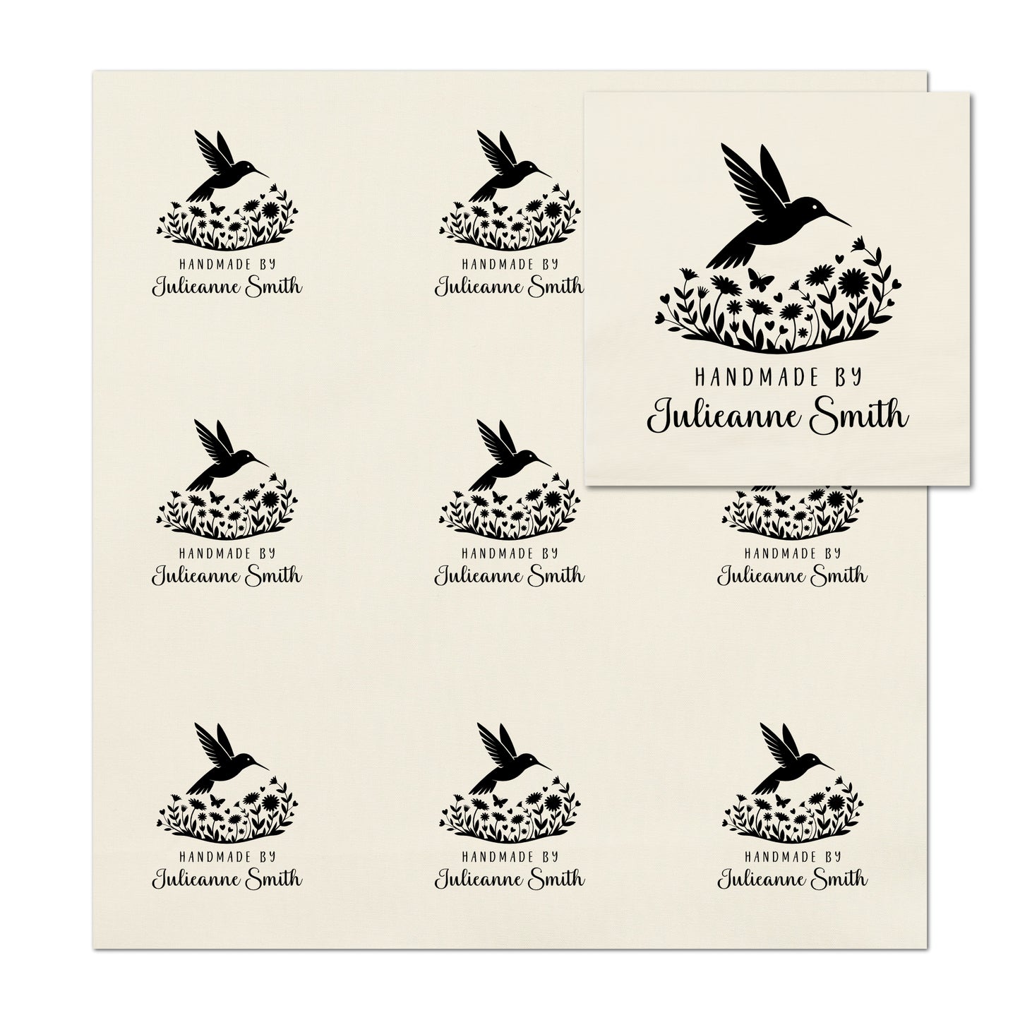 Quilt Labels - Hummingbird Fabric, Handmade, Fabric Tags, Personalized, Custom, Quilting, Craft, Sewing