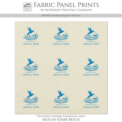 Quilt Labels - Hummingbird Fabric, Handmade, Fabric Tags, Personalized, Custom, Quilting, Craft, Sewing