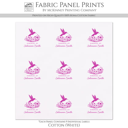 Quilt Labels - Hummingbird Fabric, Handmade, Fabric Tags, Personalized, Custom, Quilting, Craft, Sewing