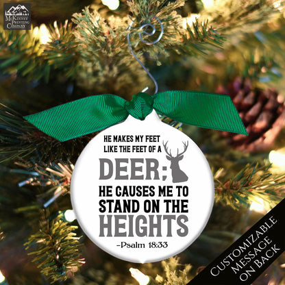 Hunting Gifts for Men - Custom Ornament, Outdoor, Dad, Psalm 18:33