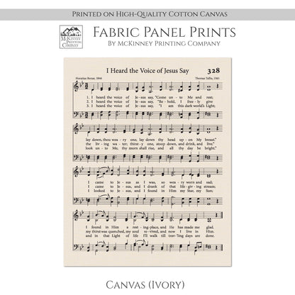 I Heard the Voice of Jesus Say - Religious Fabric, Christian, Hymn Wall Art, Vintage Sheet Music, Quilting, Quilt, Sewing, Cotton