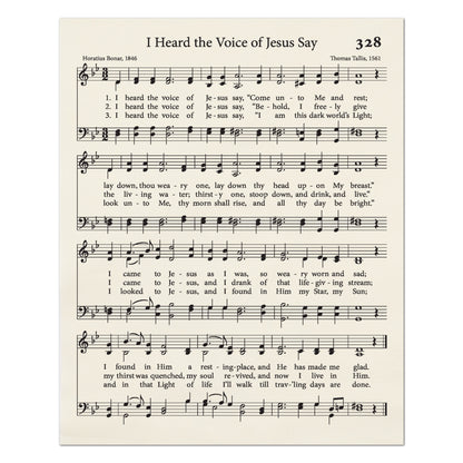 I Heard the Voice of Jesus Say - Religious Fabric, Christian, Hymn Wall Art, Vintage Sheet Music, Quilting, Quilt, Sewing, Cotton