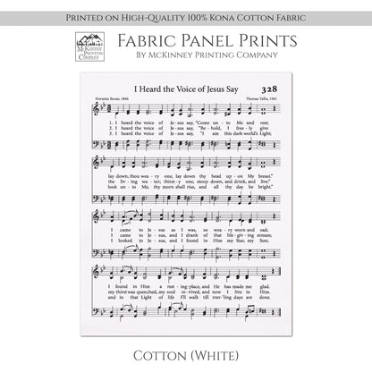 I Heard the Voice of Jesus Say - Religious Fabric, Christian, Hymn Wall Art, Vintage Sheet Music, Quilting, Quilt, Sewing, Cotton