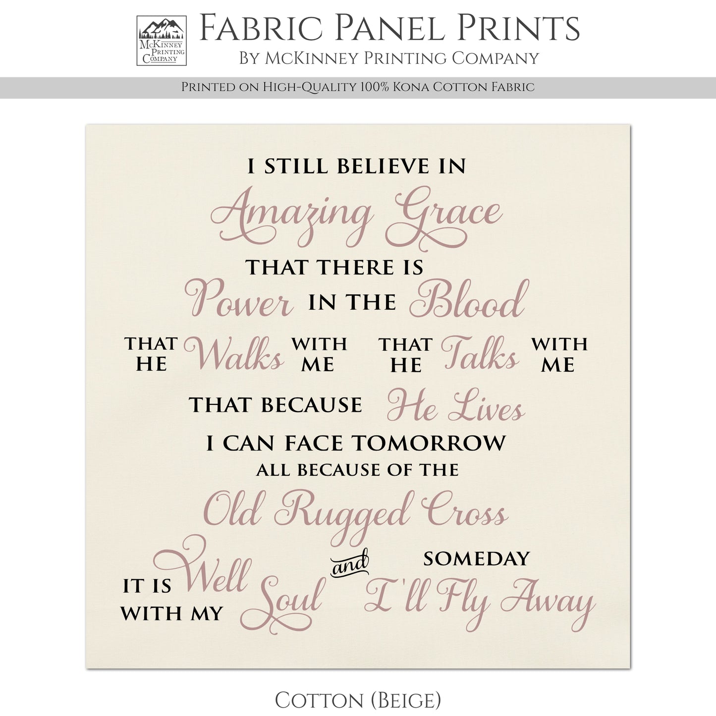 I Still Believe In Amazing Grace - Christian Fabric, It Is Well With My Soul, Large Print, Block, Cotton, Quilting, Quilt
