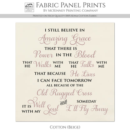 I Still Believe In Amazing Grace - Christian Fabric, It Is Well With My Soul, Large Print, Block, Cotton, Quilting, Quilt