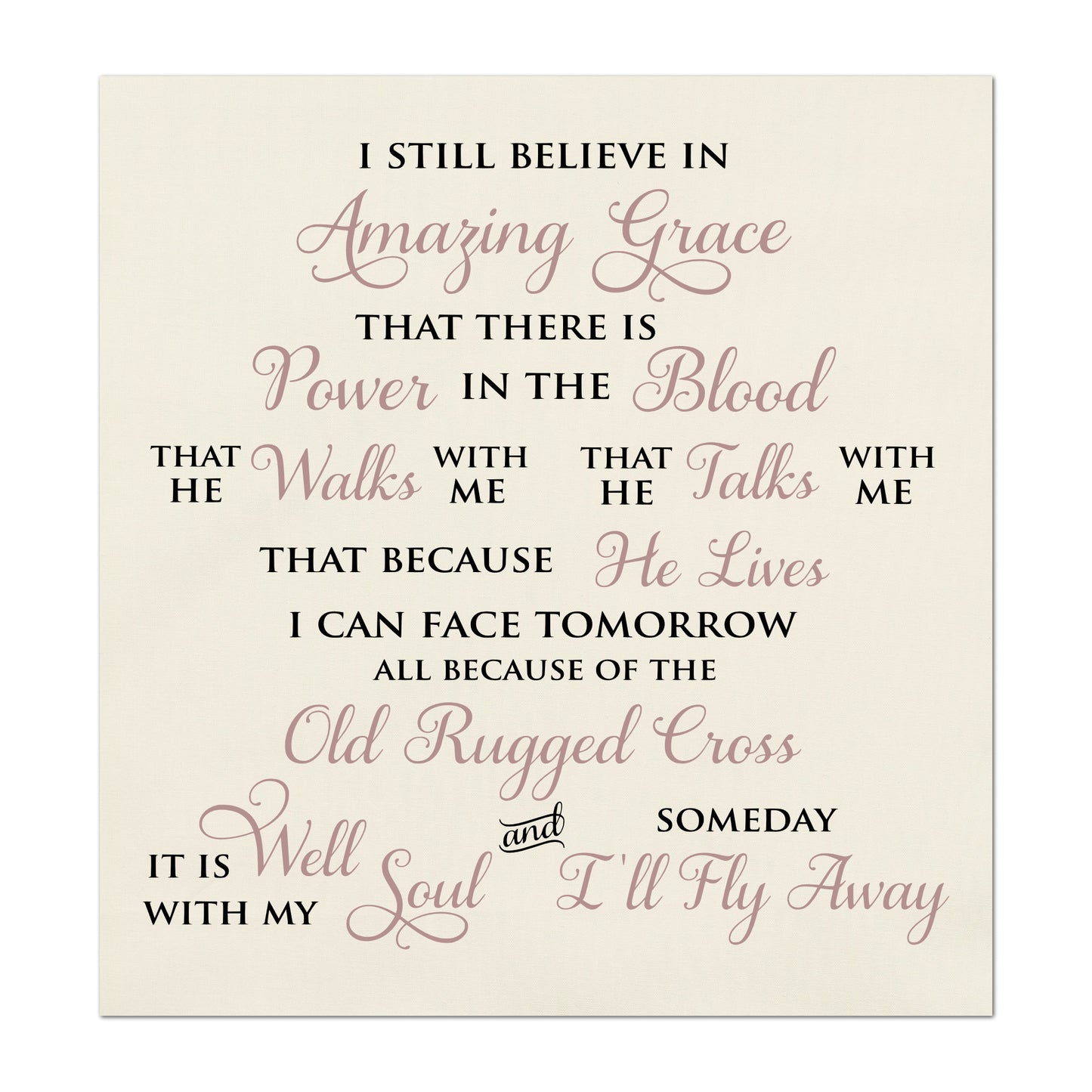 I Still Believe In Amazing Grace - Christian Fabric, It Is Well With My Soul, Large Print, Block, Cotton, Quilting, Quilt