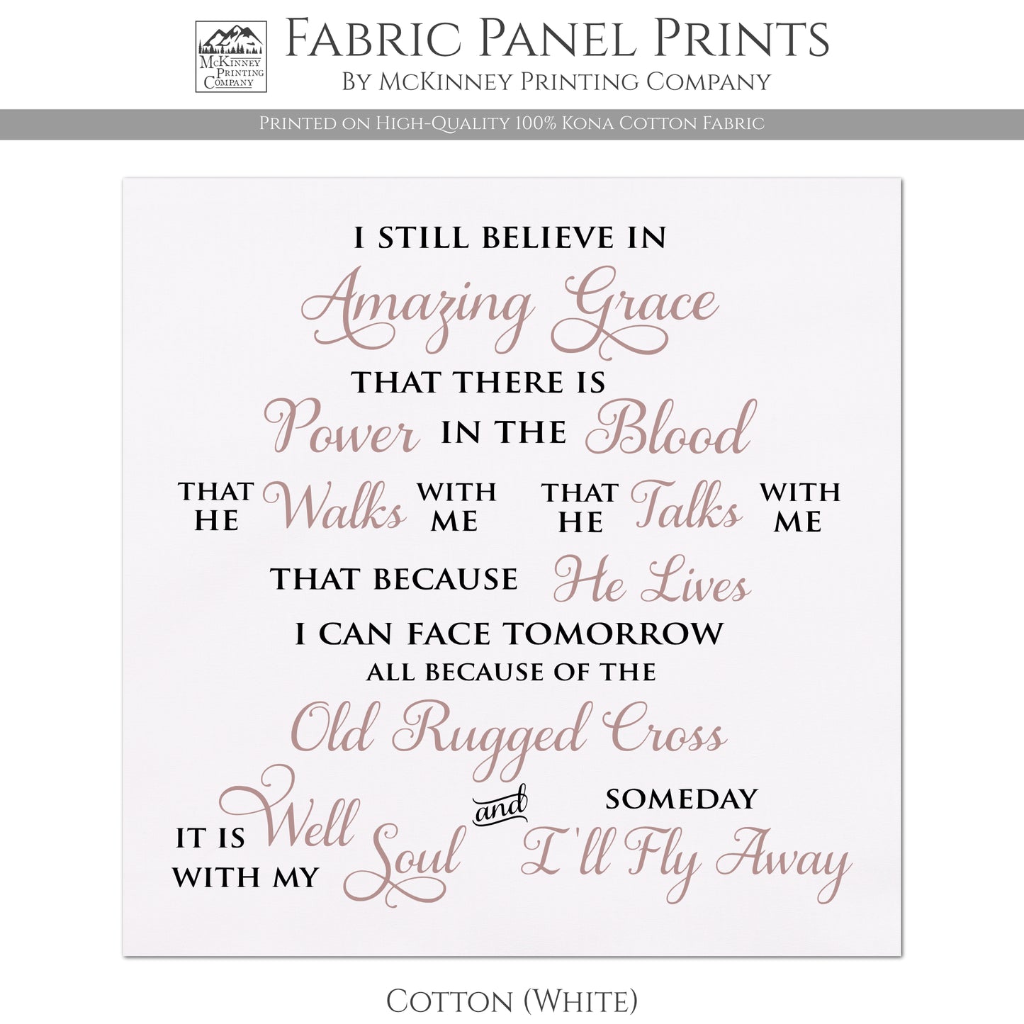 I Still Believe In Amazing Grace - Christian Fabric, It Is Well With My Soul, Large Print, Block, Cotton, Quilting, Quilt
