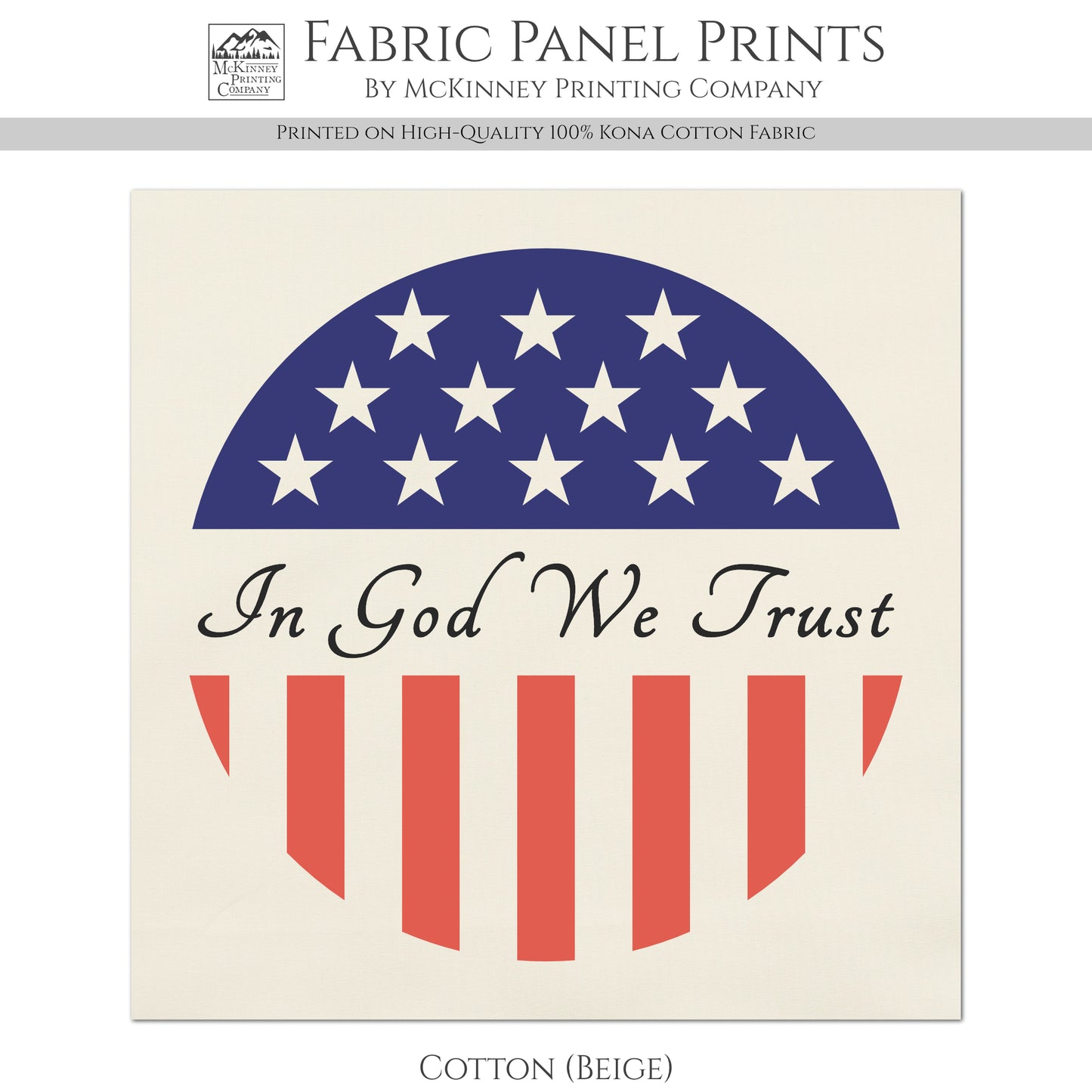 In God We Trust - Patriotic Fabric, USA, Military, Veteran, Quilting, Quilts of Valor, Cotton, Red White and Blue, Flag