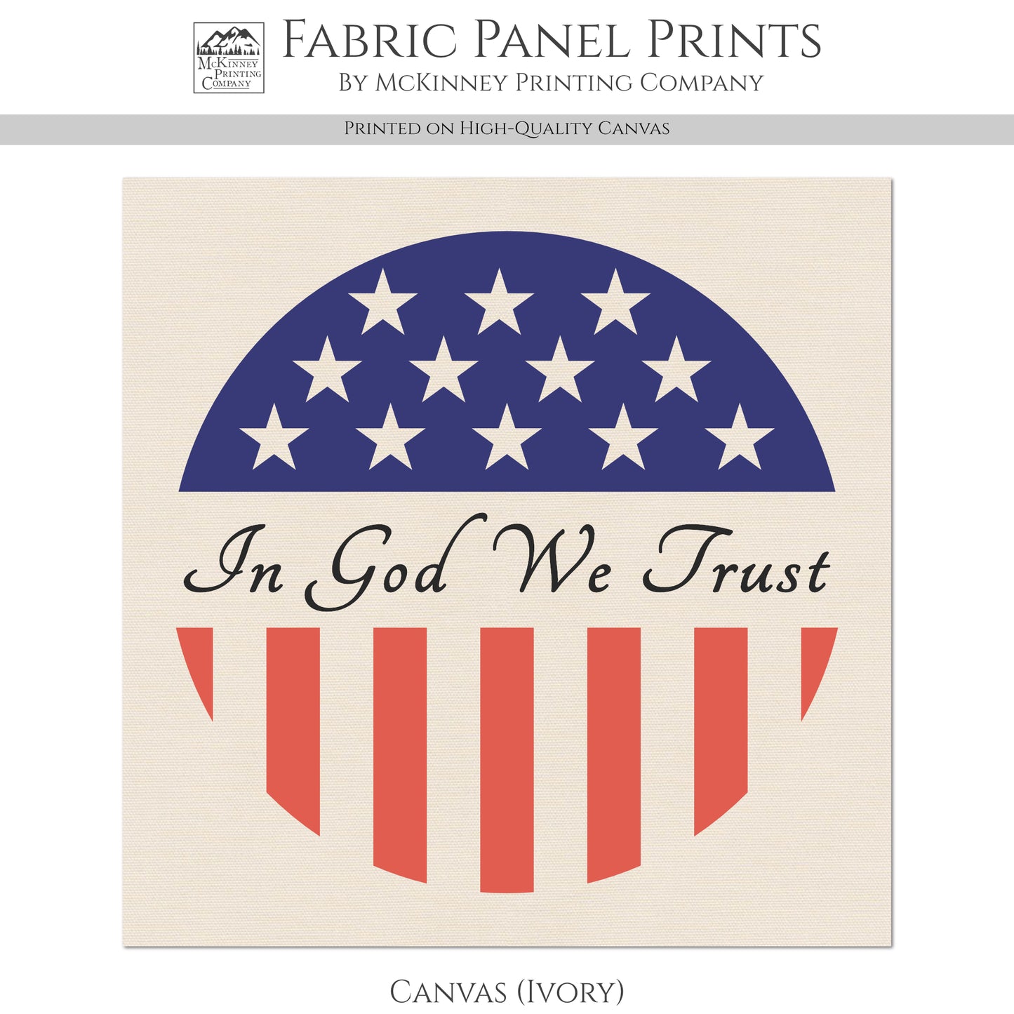 In God We Trust - Patriotic Fabric, USA, Military, Veteran, Quilting, Quilts of Valor, Cotton, Red White and Blue, Flag