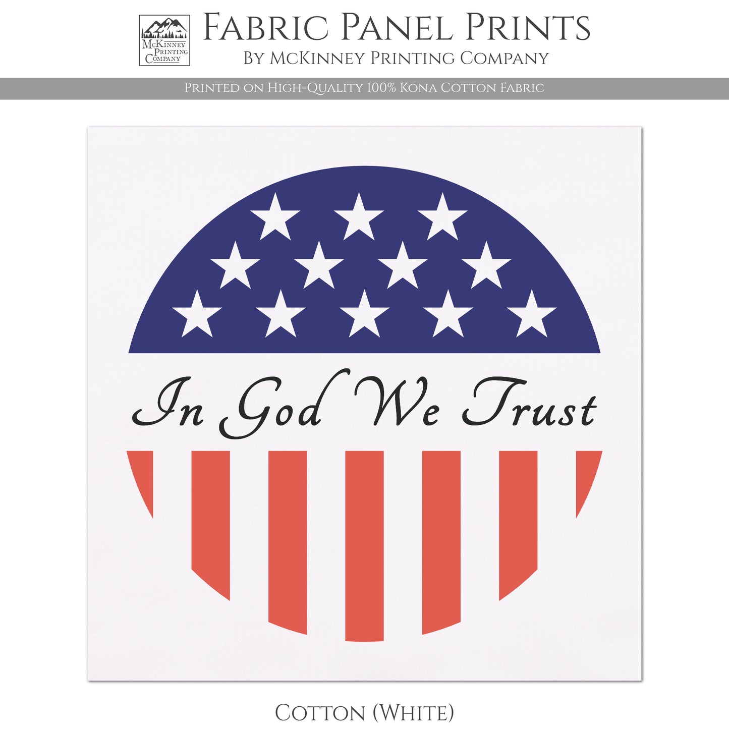 In God We Trust - Patriotic Fabric, USA, Military, Veteran, Quilting, Quilts of Valor, Cotton, Red White and Blue, Flag