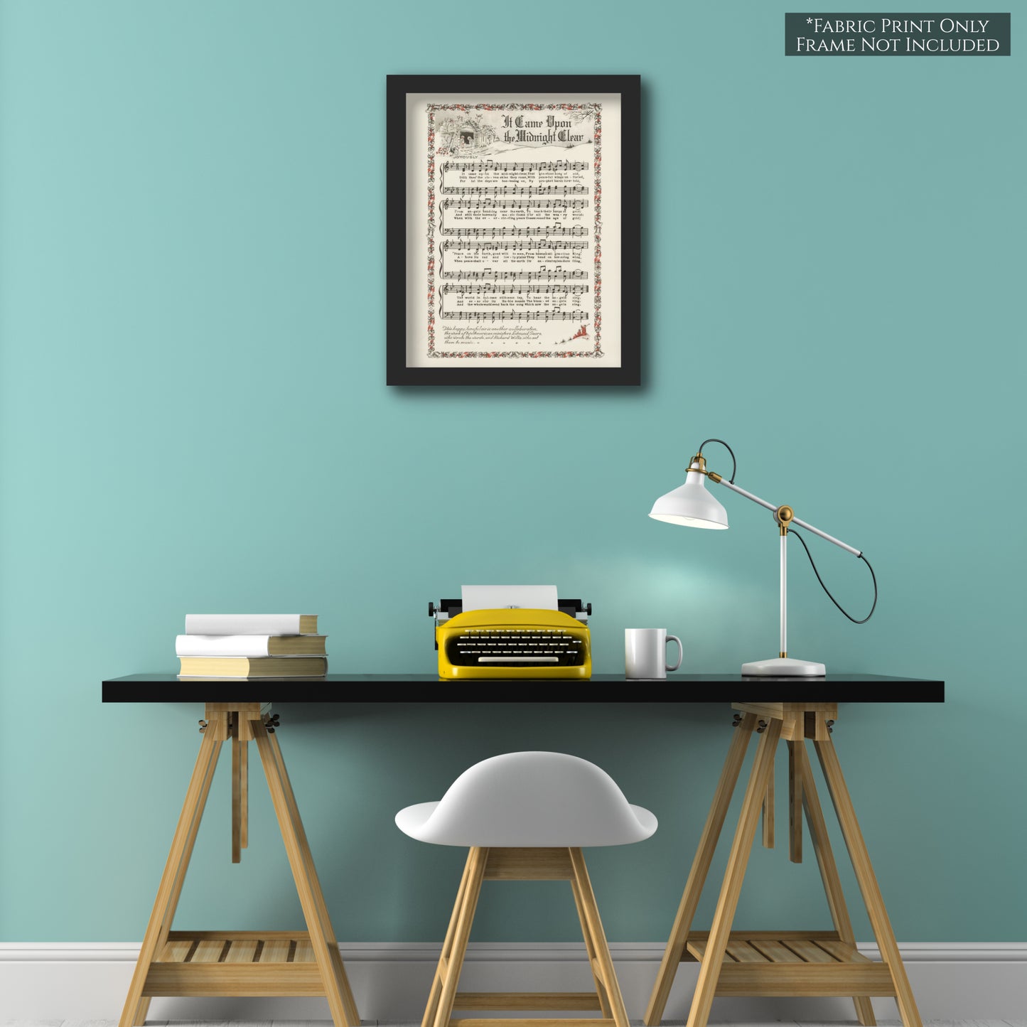 It Came Upon The Midnight Clear - Christmas Fabric Panel, Hymn Wall Art, Sheet Music, Lyrics, Quilting, Quilt, Wall Art, Cotton, Canvas