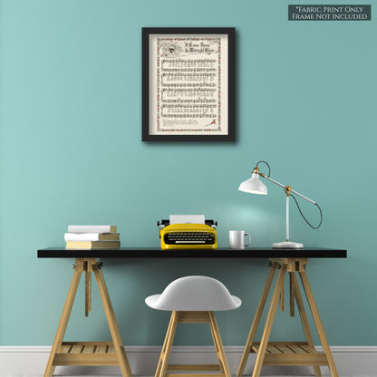 It Came Upon The Midnight Clear - Christmas Fabric Panel, Hymn Wall Art, Sheet Music, Lyrics, Quilting, Quilt, Wall Art, Cotton, Canvas