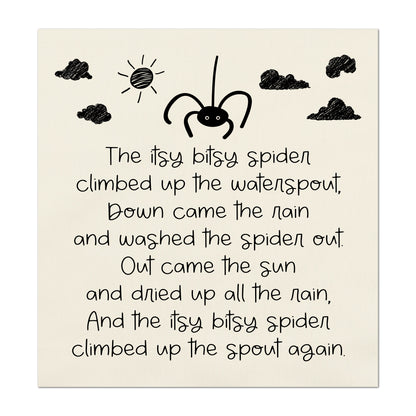 Itsy Bitsy Spider - Baby Fabric Panels, Nursery Rhyme, Wall Art, Decor, Cotton, Quilt Block, Baby Blanket, Infant, Sewing, Quilting