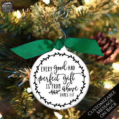 James 1 17 - Bible Verse Christmas Ornament, Custom Message