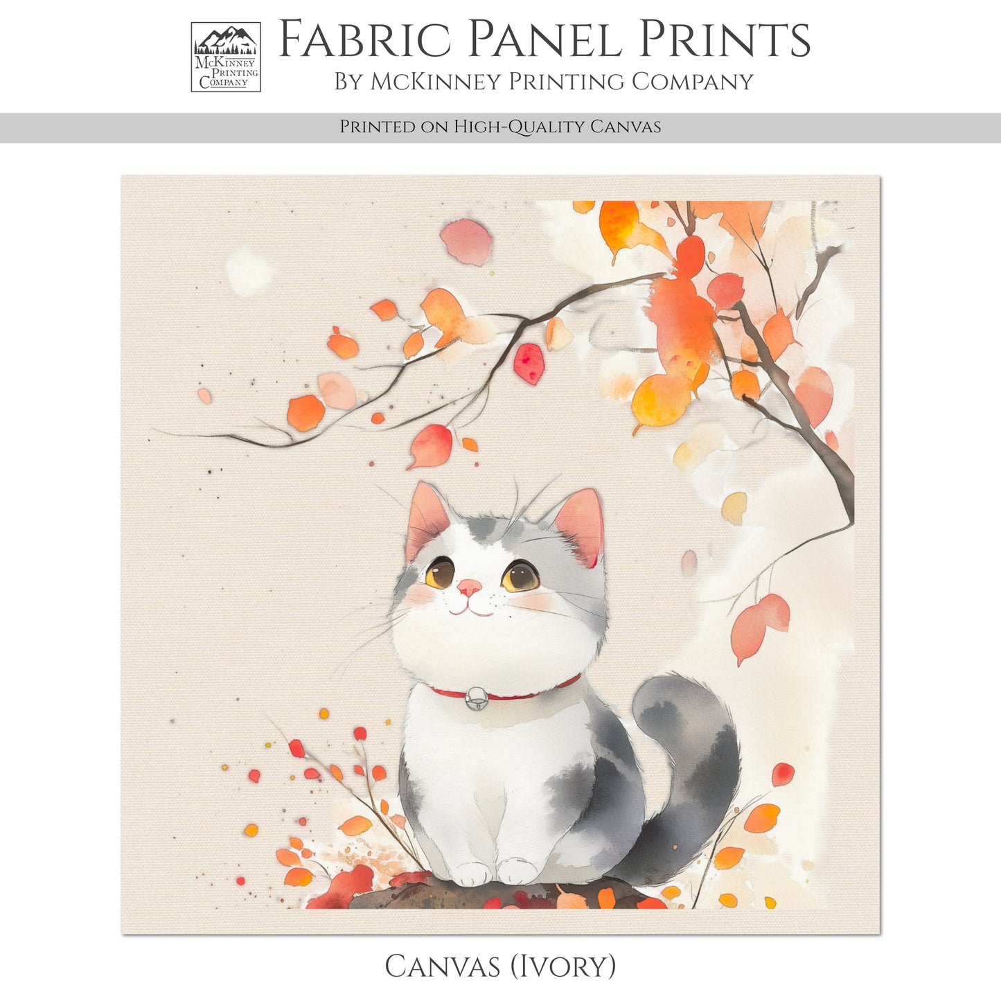 Japanese Cat Fabric - Baby Fabric Panels, Nursery, Animal, Large Print Fabric, Block Print, Cotton, Quilting, Quilt