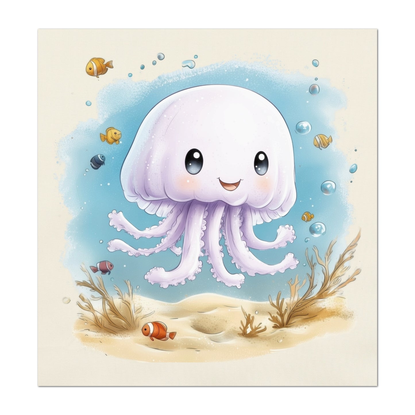 Baby Fabric Panels - Jellyfish, Sea, Ocean, Boy, Blanket, Nursery Décor, Quilt Block, Cotton, Quilting