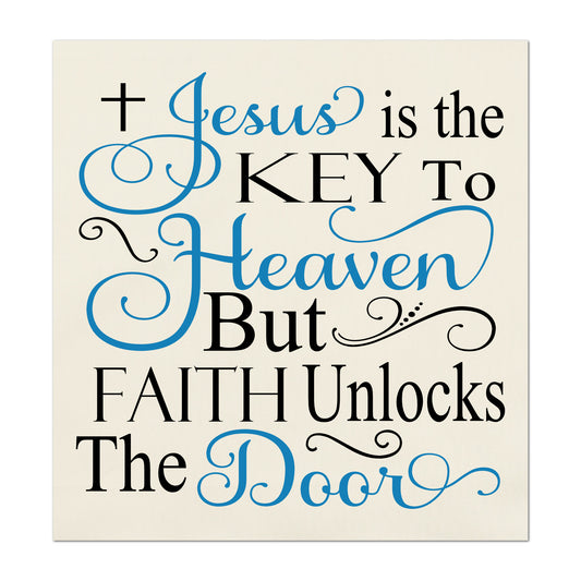 Christian Fabric - Jesus is the Key, Religious, Bible, Large Print Fabric, Panel, Block, Cotton, Quilting, Quilt