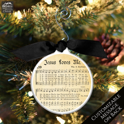 Jesus Loves Me - Christmas Ornament, Church, Hymn, Vintage Sheet Music