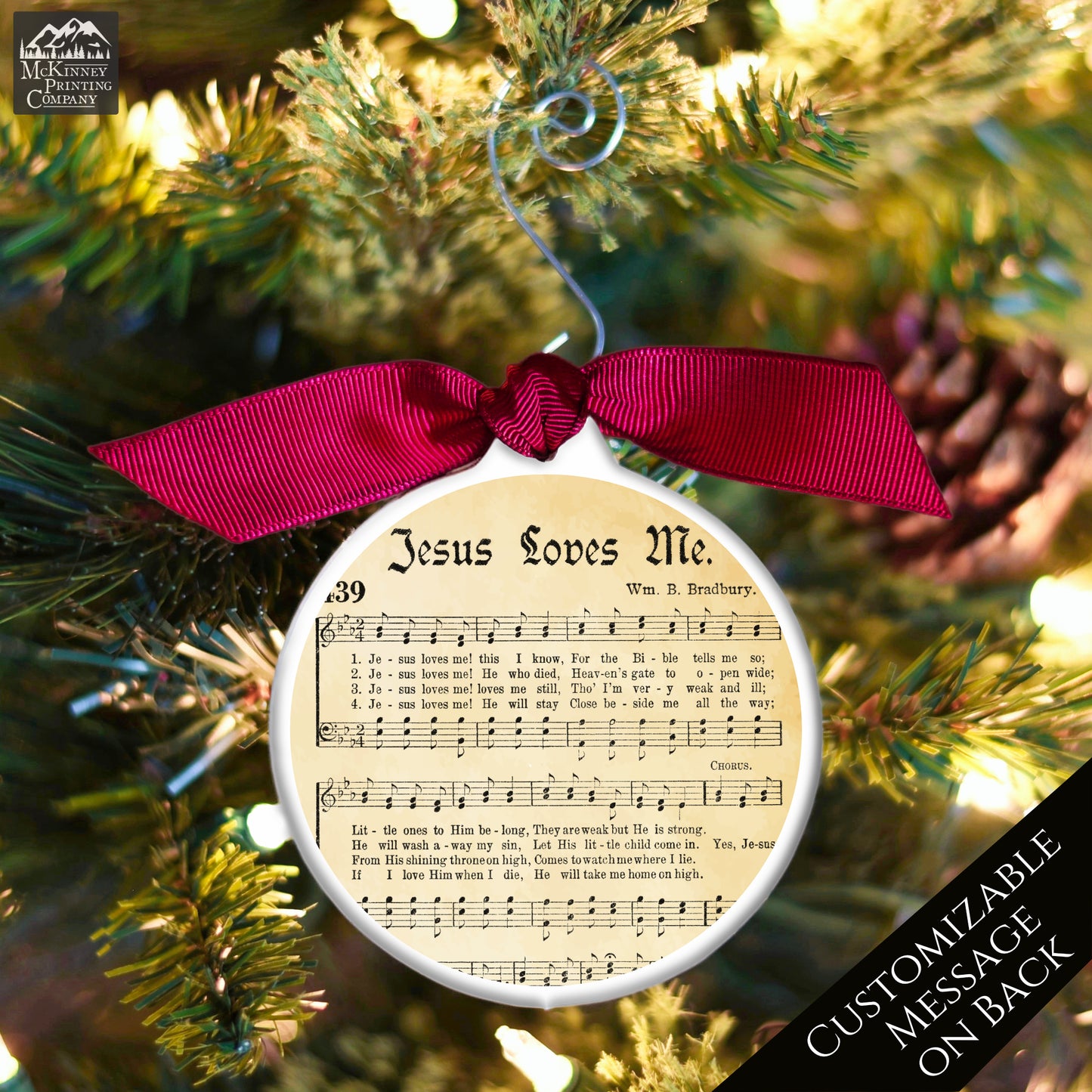 Jesus Loves Me - Christmas Ornament, Church, Hymn, Vintage Sheet Music