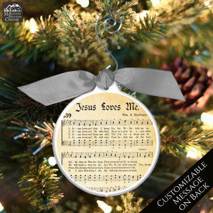 Jesus Loves Me - Christmas Ornament, Church, Hymn, Vintage Sheet Music