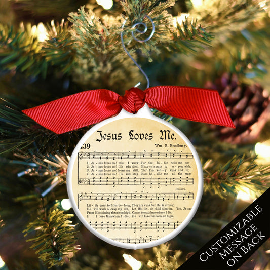 Jesus Loves Me - Christmas Ornament, Church, Hymn, Vintage Sheet Music