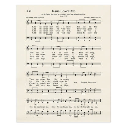Jesus Loves Me - Christian Fabric, Religious, Hymn Wall Art, Vintage Sheet Music, Choral, Piano, Quilting, Quilt, Cotton, Sewing, Cotton