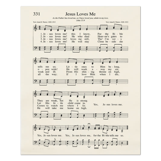 Jesus Loves Me - Christian Fabric, Religious, Hymn Wall Art, Vintage Sheet Music, Choral, Piano, Quilting, Quilt, Cotton, Sewing, Cotton
