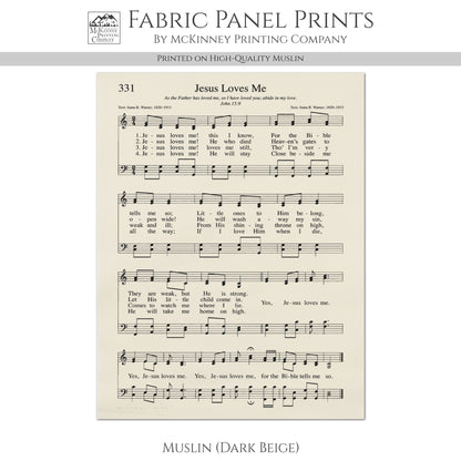 Jesus Loves Me - Christian Fabric, Religious, Hymn Wall Art, Vintage Sheet Music, Choral, Piano, Quilting, Quilt, Cotton, Sewing, Cotton