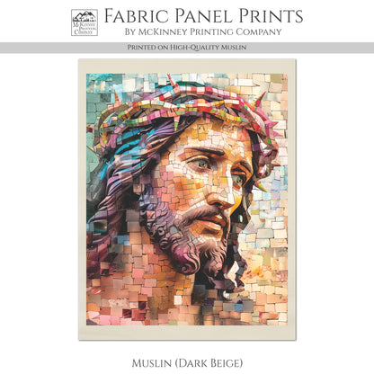 Jesus Portrait - Christian Fabric, Painting, Canvas, Wall Art, Quilting, Religious, Crafts, Large Quilt Block