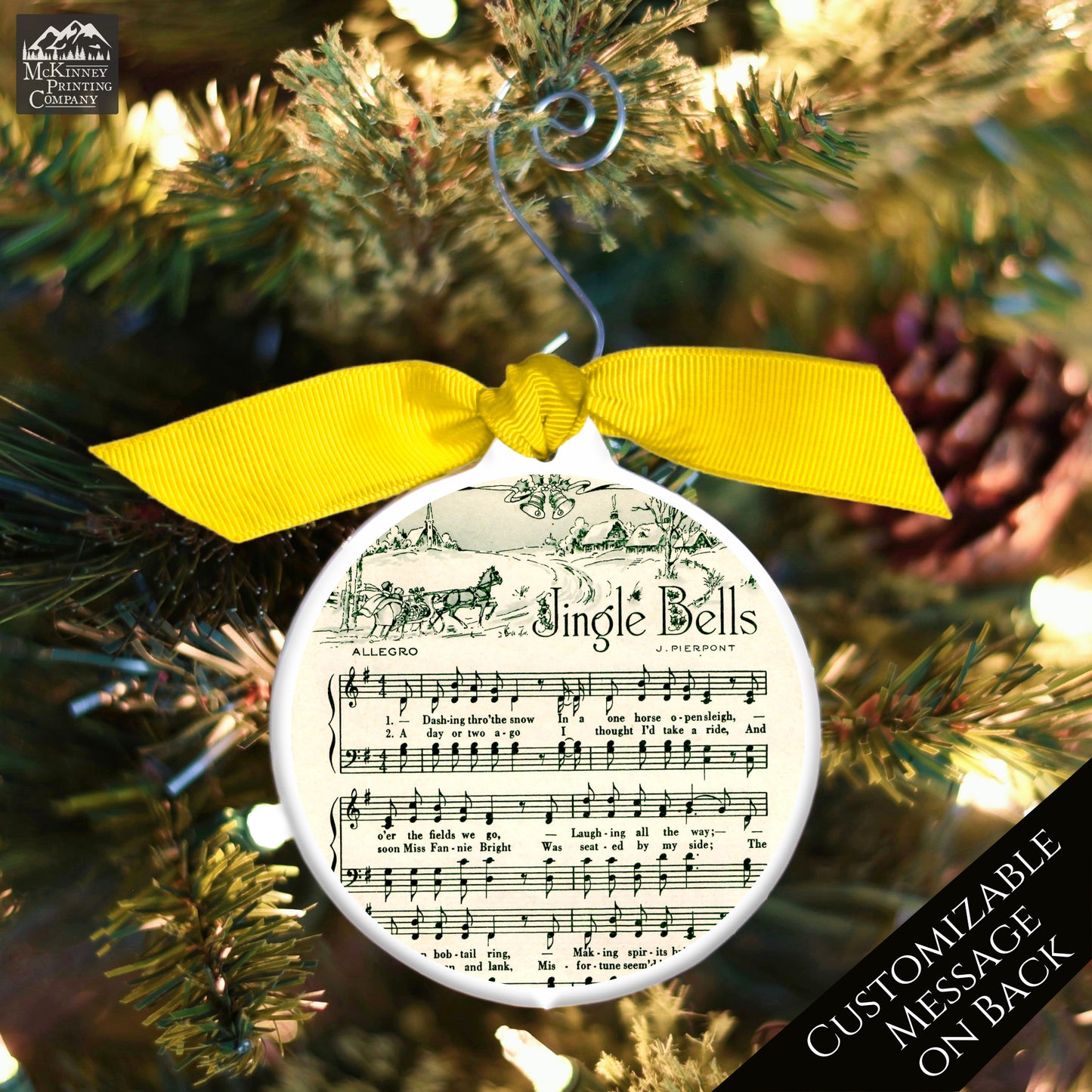 Jingle Bells - Christmas Ornament, Vintage Sheet Music, Song