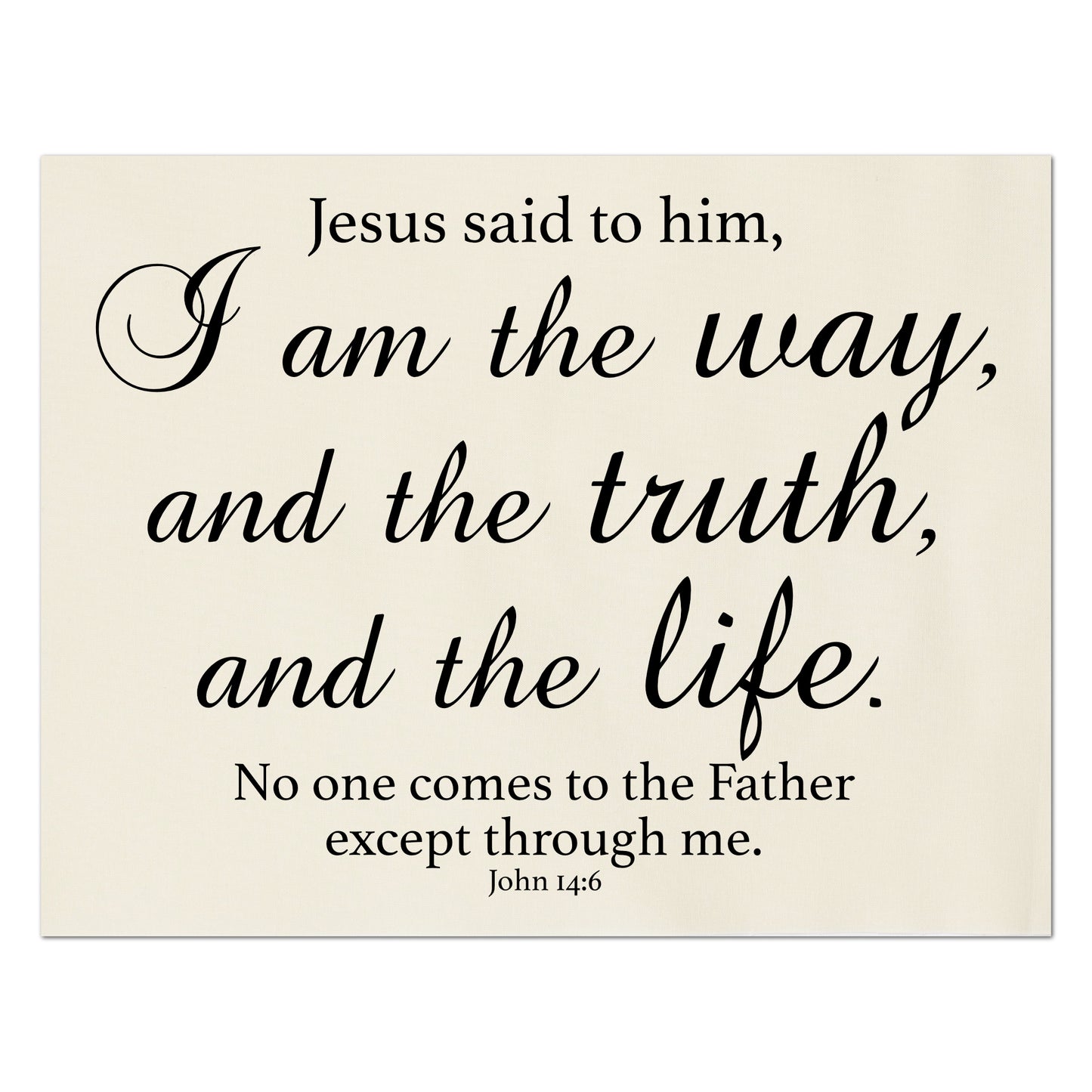 Jesus said to him, I am the way and the truth and the life.  No one comes to the Father except through me. - John 14 6 - Fabric Panel Print, Quilt Block